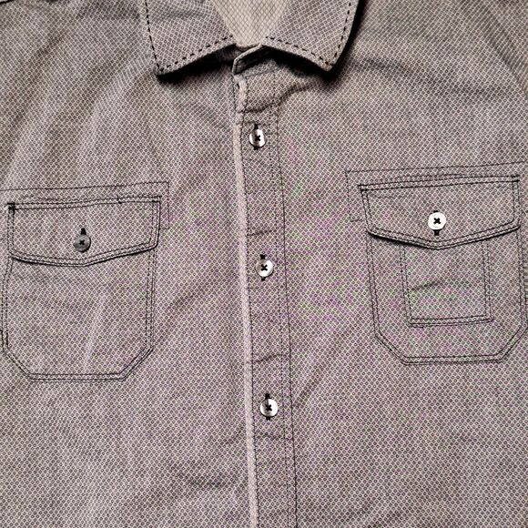 Seven 7 Diamonds Long Sleeve Button Shirt Men's L Grey w/Contrast Stitching - Picture 5 of 11